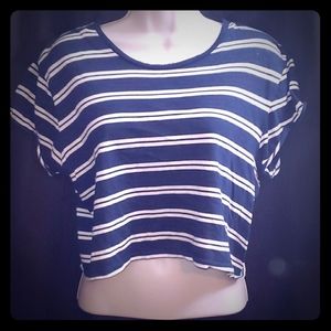 Navy blue and white crop top - size medium